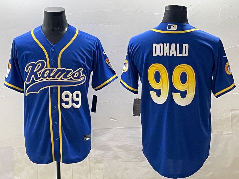 Men 2025 Los Angeles Rams #99 Donald Blue Second generation joint name Nike Limited NFL Jersey style 06